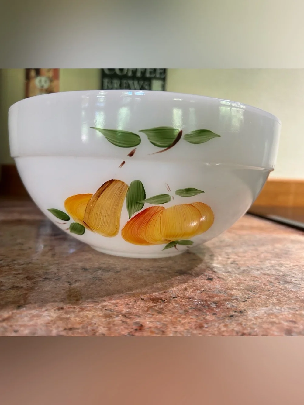 Fire-King Vintage Milk Glass Mixing Bowl 8.75” Hand painted